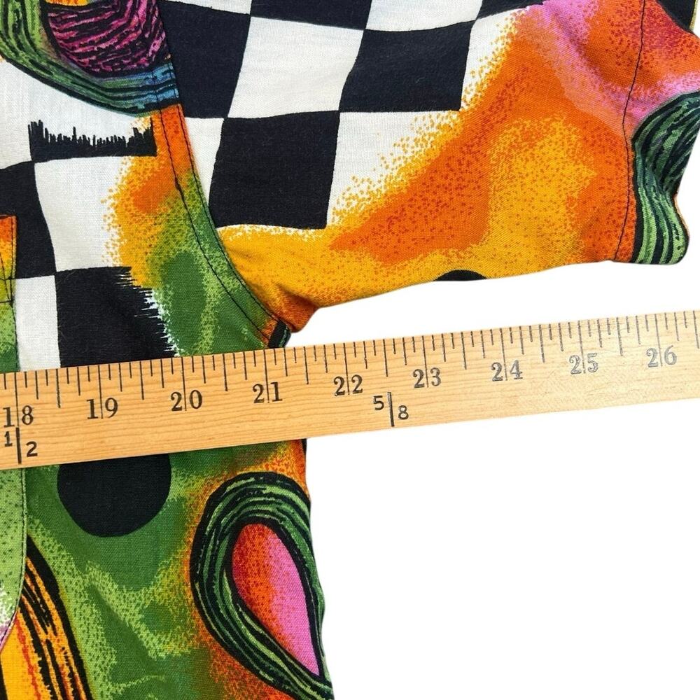 Vintage 1990s Gitano Abstract Print Shoulder Pad Button Up Shirt Women’s M - Picture 4 of 7